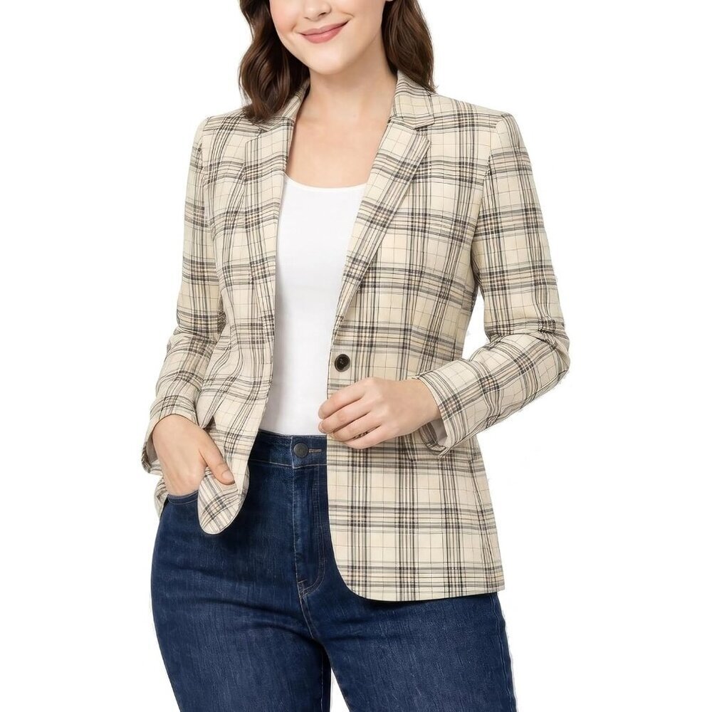 Women's Blazers Blazer Jackets Business Casual Professional Outfit Tartan Plaid